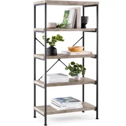 Best Choice Products 5-Tier Rustic Industrial Bookshelf Display Décor Accent W/ Metal Frame, Wood Shelves -Home Style Deals Store GUEST 14e381d6 050d 47d6 94a8 294cfb966a90