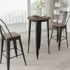 Merrick Lane 24" Round Metal Indoor Bar Height Table With Galvanized Steel Frame And Rustic Wood Top