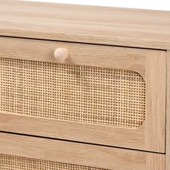 Elsbeth Wood And Natural Rattan 5 Drawer Storage Cabinet Oak Brown/Natural Brown - Baxton Studio -Home Style Deals Store GUEST 162e6556 902e 471f b8d5 8c553870fb85