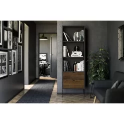 71" Mallorca Bookshelf Black/Dark Brown - Polifurniture -Home Style Deals Store GUEST 17afdb9b a941 4769 a3c3 cc6436ca92d3