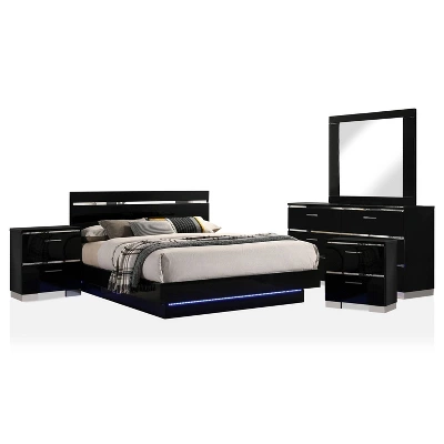 5pc Cavatao Bedroom Set With Led Light Black/Chrome - MiBasics 4 5pc Cavatao Bedroom Set With Led Light Black/Chrome - MiBasics - Image 4