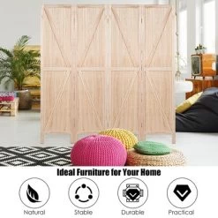 Costway 4Panels Folding Wooden Divider W/ V-shaped Design 5.6Ft Tall -Home Style Deals Store GUEST 1878892a 663f 45ac 8f40 eb4a9a3ccbed