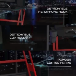 BlackArc Echo Gaming Desk & Chair Set: Black & Red Faux Leather Reclining Gaming Chair; Gaming Desk With Headphone Hook And Cupholder -Home Style Deals Store GUEST 1946684a 84bb 4f7b b7bf 66daeb46ca09