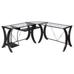 Monterey Glass Top L-Shape Computer Desk Cappuccino - Coaster -Home Style Deals Store GUEST 19df03cc 051e 4768 bf52 e51efdb71ab5