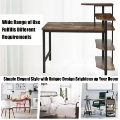 Costway Computer Desk Writing Study Table With Storage Shelves Home Office Rustic Brown -Home Style Deals Store GUEST 19fd6b44 1537 4f25 8caf e2e1a9890466