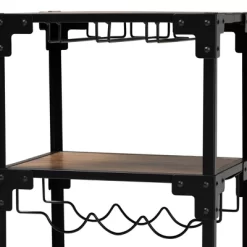 4 Tier Victor Wood And Metal Mobile Wine Cart Walnut/Black - Baxton Studio -Home Style Deals Store GUEST 1b399092 6937 4b17 a871 0386930a7b01