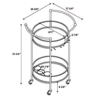 Round Metal Bar Cart Gold - Linon 7 Round Metal Bar Cart Gold - Linon - Image 7