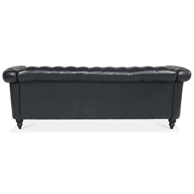 84.65" Chesterfield Rolled Arm 3 Seater Upholstered Sofa, Tufted Sofa Couch-ModernLuxe 7 84.65" Chesterfield Rolled Arm 3 Seater Upholstered Sofa, Tufted Sofa Couch-ModernLuxe - Image 7