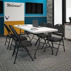 Set Of 4 Triple Braced Commercial Xl Comfort Padded Metal Folding Chair Black - Room & Joy -Home Style Deals Store GUEST 1be8e4b1 5f52 4973 b8ed 305aa9feb027