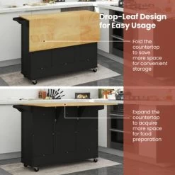 Costway Rolling Kitchen Island Utility Serving Cart With Drop Leaf Wine Rack Drawer -Home Style Deals Store GUEST 1cf75f07 6249 4a8d b32e ca09027213da