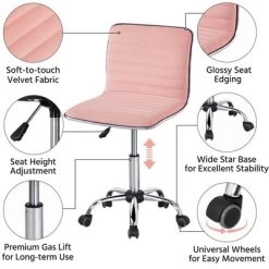 Yaheetech Velvet Low Back Armless Desk Chair Office Chair With Wheels -Home Style Deals Store GUEST 1d525fb1 35e7 4380 8bec bb2a2d4d26ec