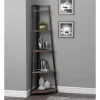 63" Jacksonville 5 Shelf Corner Bookcase With Black Frame Walnut - Coaster