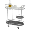 Contemporary Metal 3-Tier Oval Bar Cart Silver - Olivia & May