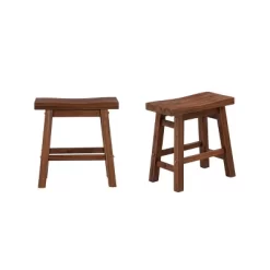 Set Of 2 18" Sonoma Saddle Stools Wire Brushed Finish Chestnut - Boraam