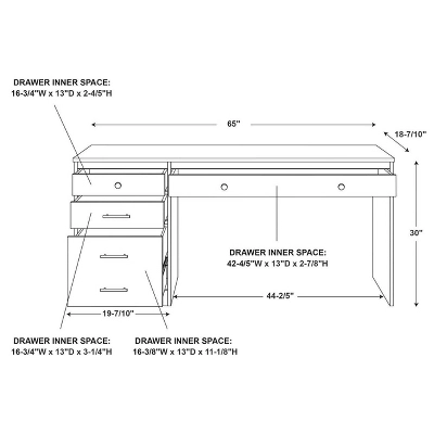 Vanessa Desk 1 File Cabinet - Linon 14 Vanessa Desk 1 File Cabinet - Linon - Image 14