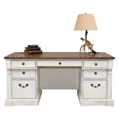 66" Durham Double Pedestal Executive Desk White - Martin Furniture