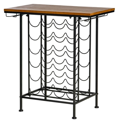 HOMCOM 24-Bottle Industrial Modern Wine Rack Table, Freestanding 6 Tier Wine Bottle Organizer With Glass Stemware Holder , Natural / Black 3 HOMCOM 24-Bottle Industrial Modern Wine Rack Table, Freestanding 6 Tier Wine Bottle Organizer With Glass Stemware Holder , Natural / Black - Image 3