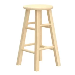 PJ Wood Round-Seat 24 Inch Tall Kitchen Counter Stools For Homes, Dining Spaces, And Bars With Backless Seats, 4 Square Legs, Natural, Set Of 2 -Home Style Deals Store GUEST 1fa1c01a e1ae 4479 8888 7b91efb4a712