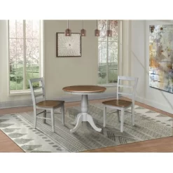 30" Round Dining Table With Raised Legs And 2 Madrid Dining Chairs - International Concepts