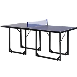 Soozier Midsize Table Tennis, Foldable Ping Pong Table With Net, Space Saving Folding Legs, Converts Into 2 Tables For Party Games, Cards, Blue -Home Style Deals Store GUEST 1fec1b46 9e15 49ff b150 d9ee4268305f
