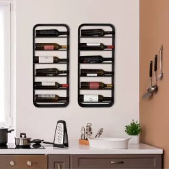 13" X 30" Armenta Metal Wall Hanging Wine Rack Gray - Kate & Laurel All Things Decor -Home Style Deals Store GUEST 1ff9f379 6138 427b 9c35 5e536ebb26f8