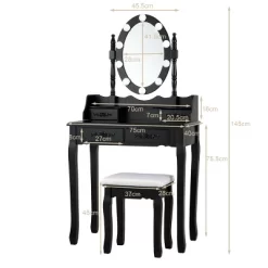 Tangkula Make-Up Vanity Table Dresser Set W/LED Light, Black Brown White -Home Style Deals Store GUEST 20644836 c0c0 4404 8b7d 90adf2846d94