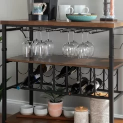 Austin Wine Cart Brown/Black - Linon -Home Style Deals Store GUEST 21132826 80d3 466a 868f 5506c822d82a