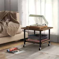 Costway 2-Tier Rolling Under Desk Printer Cart Machine Stand Storage Rack Brown -Home Style Deals Store GUEST 22378de4 a004 4686 b3e6 92edfd8cbc9c