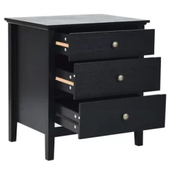 Costway Nightstand Beside End Side Table Accent Table Organizer W/3 Drawers Black -Home Style Deals Store GUEST 22937a14 79b0 4674 90b1 12d7b1bf7a8e