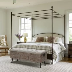 LuxenHome 47.2-Inch Wide Upholstered Wood Storage Bench. -Home Style Deals Store GUEST 22bc7f98 ab51 48e8 aa37 f07a8627a005