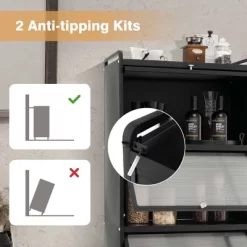 Costway 5-Tier Kitchen Baker's Rack Storage Cabinet Mobile Microwave Stand Flip-up Doors -Home Style Deals Store GUEST 23282a11 380d 485c 8584 b76d1dd2b40a