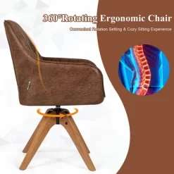 Costway Mid Century Swivel Accent Chair Hot-Stamping Cloth Armchair Retro Brown -Home Style Deals Store GUEST 24215467 1104 40ed 8115 21fcc454f360