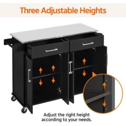 Yaheetech Large Kitchen Cart Kitchen Island On Wheels With Stainless Steel Countertop -Home Style Deals Store GUEST 2424a9fc f790 46ba 8a00 6a918b8eb8b5