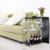Costway Wine Rack Unit W/Tempered Glass Shelf & Glass Holders Glossy Black