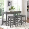 4 PCS Counter Height Dining Table Set With Socket And Padded Stools-ModernLuxe