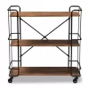 Neal Metal And Wood Kitchen Serving Cart Walnut/Black - Baxton Studio