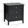 Costway Nightstand Beside End Side Table Accent Table Organizer W/3 Drawers Black