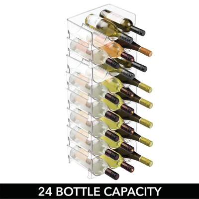 MDesign Plastic Stackable Wine Bottle Storage Organizer Rack 3 MDesign Plastic Stackable Wine Bottle Storage Organizer Rack - Image 3