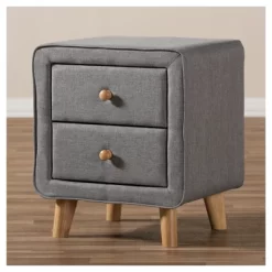 Jonesy Mid - Century Fabric Upholstered 2 - Drawer Nightstand - Gray - Baxton Studio -Home Style Deals Store GUEST 28f5f41c 8284 4c07 a2a3 0f09cf573a53