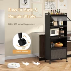 Costway 5-Tier Kitchen Baker's Rack Storage Cabinet Mobile Microwave Stand Flip-up Doors -Home Style Deals Store GUEST 292a52b7 47b2 4f14 b246 c22b8df21990