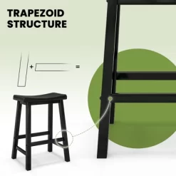 Tangkula Set Of 4 Saddle Bar Stools Counter Height Dining Chairs W/ Wooden Legs Black -Home Style Deals Store GUEST 294609fa b5fb 4c7a b1a3 8bd5acac4fc1