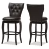 29" Leonice Faux Leather Upholstered Button Tufted Swivel Barstool Dark Brown - Baxton Studio