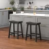 Tangkula Set Of 4 Saddle Bar Stools Counter Height Dining Chairs W/ Wooden Legs Black