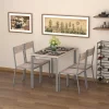 HOMCOM 5 Piece Modern Rectangular Dining Room Table Set With 4 Metal Frame Chairs For Kitchen, Breakfast Nook, Dinette