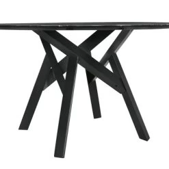 54" Venus Round Mid-Century Modern Dining Table Black Marble - Armen Living