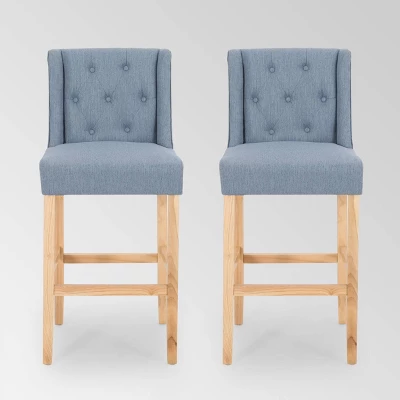 Set Of 2 Lansglen Button Tufted Wingback Barstools - Christopher Knight Home 8 Set Of 2 Lansglen Button Tufted Wingback Barstools - Christopher Knight Home - Image 8
