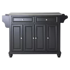 Cambridge Stainless Steel Top Kitchen Island - Black - Crosley