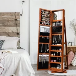 Costway 360degree Rotatable Jewelry Cabinet 2-in-1 Lockable Mirrored Organizer -Home Style Deals Store GUEST 2da5d1b7 864c 4421 9cef 544d543c411f