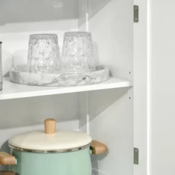 HOMCOM 63" Small Buffet With Hutch, 4-Door Kitchen Pantry, Freestanding Storage Cabinet With Adjustable Shelf For Dining Room, Living Room, White -Home Style Deals Store GUEST 2e4a6638 c76d 48ed a491 5bc850b01433