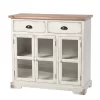 3 Door/2 Drawer Shabby Chic Window Pane Cabinet Antique White/Natural - StyleCraft